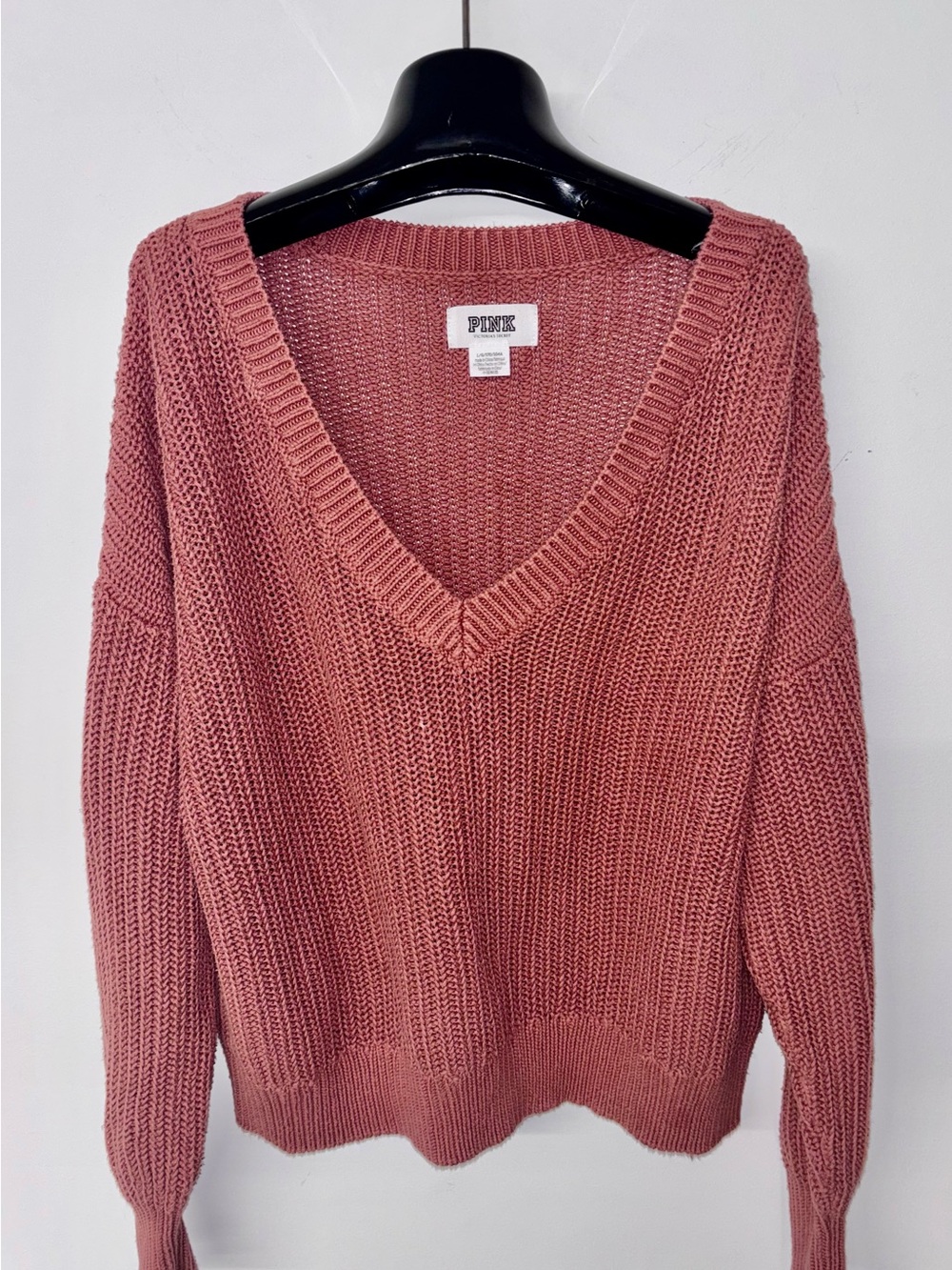 PINK Victoria's Secret V-Neck Chunky Knit Sweater in Dusty Mauve